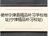 德州宁津县精品补习学校地址(宁津精品补习校址)