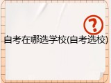 自考在哪选学校(自考选校)
