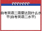 自考英语二需要达到什么水平(自考英语二水平)