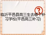 临沂平邑县高三生去哪个补习学校(平邑高三补习)