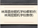 林周县挖掘机学校哪家好(林周挖掘机学校推荐)