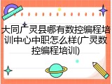 大同广灵县哪有数控编程培训中心中职怎么样(广灵数控编程培训)
