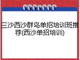 三沙西沙群岛单招培训班推荐(西沙单招培训)
