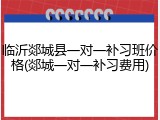 临沂郯城县一对一补习班价格(郯城一对一补习费用)