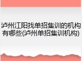 泸州江阳找单招集训的机构有哪些(泸州单招集训机构)