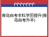 青岛自考本科学历提升(青岛自考升本)