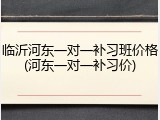 临沂河东一对一补习班价格(河东一对一补习价)