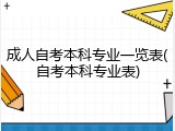 成人自考本科专业一览表(自考本科专业表)