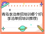 青岛李沧单招培训哪个好(李沧单招培训推荐)