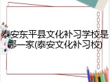 泰安东平县文化补习学校是哪一家(泰安文化补习校)