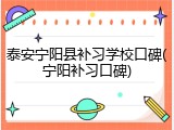 泰安宁阳县补习学校口碑(宁阳补习口碑)