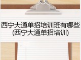 西宁大通单招培训班有哪些(西宁大通单招培训)