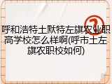 呼和浩特土默特左旗农业职高学校怎么样啊(呼市土左旗农职校如何)