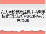 安庆宿松县数控机床培训学校哪里比较好(宿松数控机床培训)