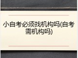 小自考必须找机构吗(自考需机构吗)