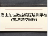 眉山东坡数控编程培训学校(东坡数控编程)