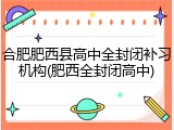 合肥肥西县高中全封闭补习机构(肥西全封闭高中)