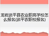 龙岩武平县农业职高学校怎么报名(武平农职校报名)