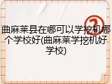 曲麻莱县在哪可以学挖机哪个学校好(曲麻莱学挖机好学校)