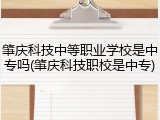 肇庆科技中等职业学校是中专吗(肇庆科技职校是中专)