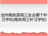 沧州南皮县高三生去哪个补习学校(南皮高三补习学校)