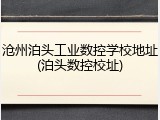 沧州泊头工业数控学校地址(泊头数控校址)