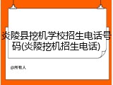 炎陵县挖机学校招生电话号码(炎陵挖机招生电话)
