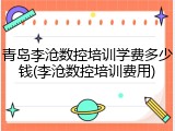 青岛李沧数控培训学费多少钱(李沧数控培训费用)