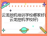 云龙挖机培训学校哪家好(云龙挖机学校好)