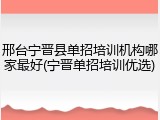 邢台宁晋县单招培训机构哪家最好(宁晋单招培训优选)