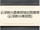 云浮新兴县单招培训班推荐(云浮新兴单招班)