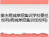 衡水桃城单招集训学校要住校吗(桃城单招集训住校吗)