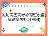 潍坊高密高考补习班收费(高密高考补习费用)