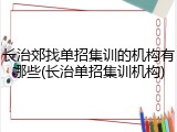 长治郊找单招集训的机构有哪些(长治单招集训机构)