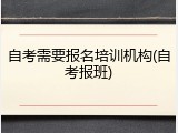 自考需要报名培训机构(自考报班)