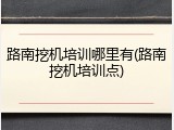 路南挖机培训哪里有(路南挖机培训点)