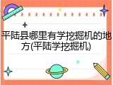 平陆县哪里有学挖掘机的地方(平陆学挖掘机)