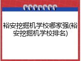 裕安挖掘机学校哪家强(裕安挖掘机学校排名)