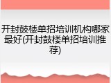 开封鼓楼单招培训机构哪家最好(开封鼓楼单招培训推荐)