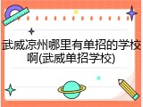 武威凉州哪里有单招的学校啊(武威单招学校)