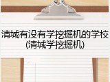 清城有没有学挖掘机的学校(清城学挖掘机)