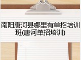 南阳唐河县哪里有单招培训班(唐河单招培训)