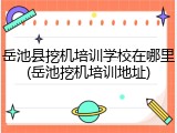 岳池县挖机培训学校在哪里(岳池挖机培训地址)