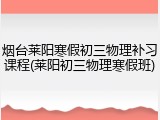 烟台莱阳寒假初三物理补习课程(莱阳初三物理寒假班)