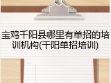 宝鸡千阳县哪里有单招的培训机构(千阳单招培训)