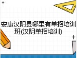 安康汉阴县哪里有单招培训班(汉阴单招培训)
