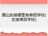 眉山东坡哪里有单招学校(东坡单招学校)