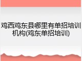 鸡西鸡东县哪里有单招培训机构(鸡东单招培训)