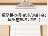 道孚县挖机培训机构排名(道孚挖机培训排行)