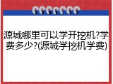 源城哪里可以学开挖机?学费多少?(源城学挖机学费)